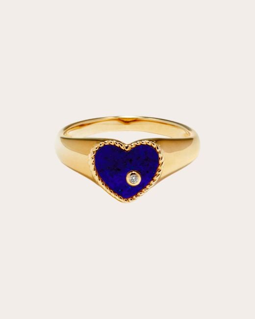 Yvonne Léon Blue Lapis Lazuli Heart Baby Signet Ring