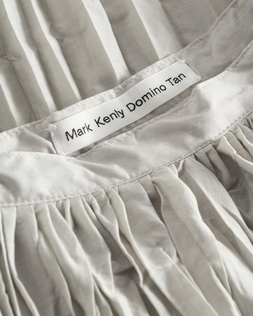 Mark Kenly Domino Tan White Niki Plissé Midi Skirt