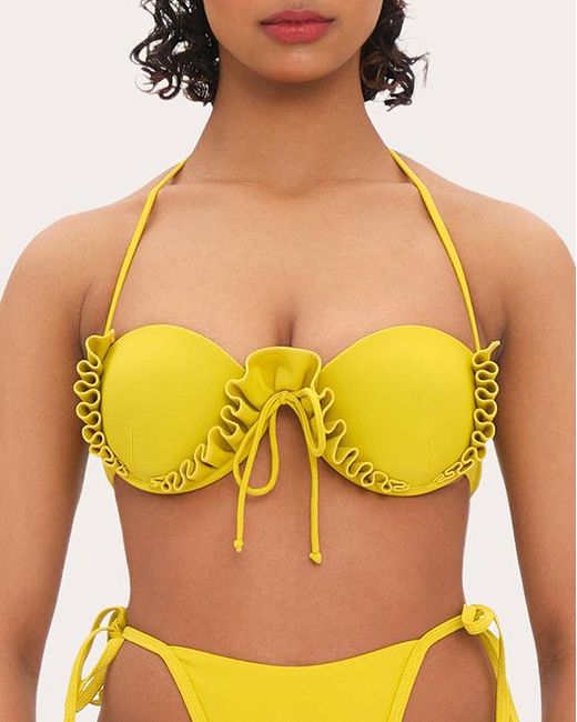 ANDREA IYAMAH Yellow Fula Bikini Top