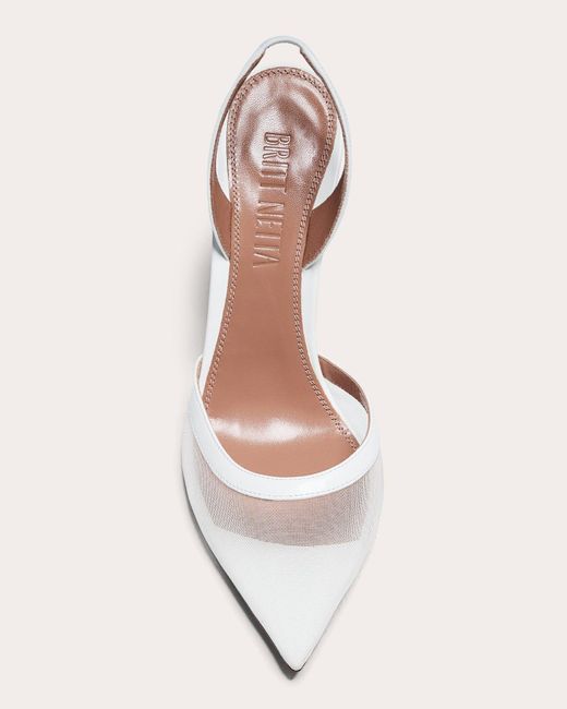 Britt Netta White Esme 95 Leather Trimmed Mesh Slingback Pump