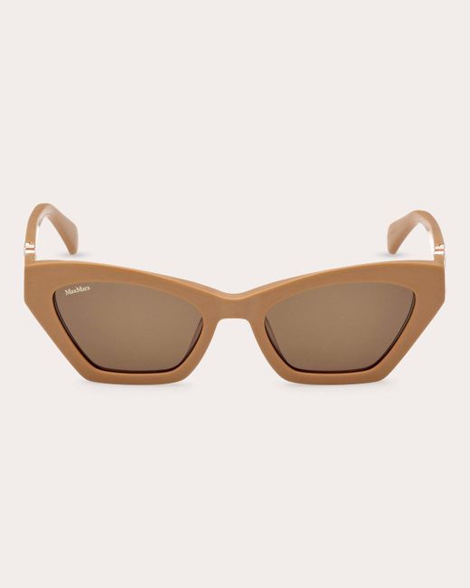 Max Mara Natural Semi-shiny Camel & Brown Cat-eye Sunglasses