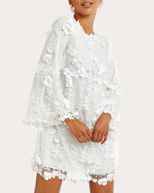 mestiza White Flora Lace Mini Dress