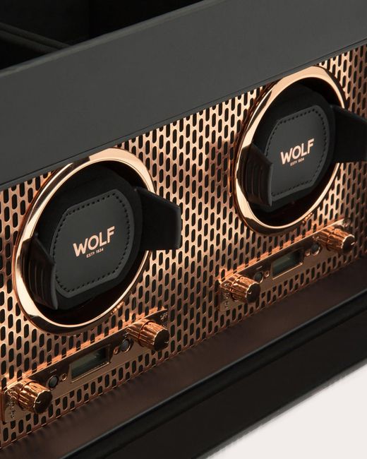 Wolf Black Axis Double Watch Winder Storage Case