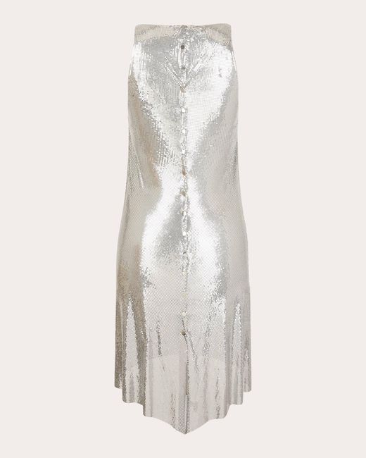 Rabanne White Metallized Mesh Dress