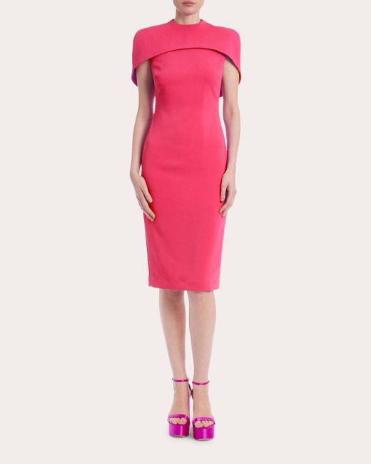 Badgley Mischka Pink Cape-shoulder Sheath Dress