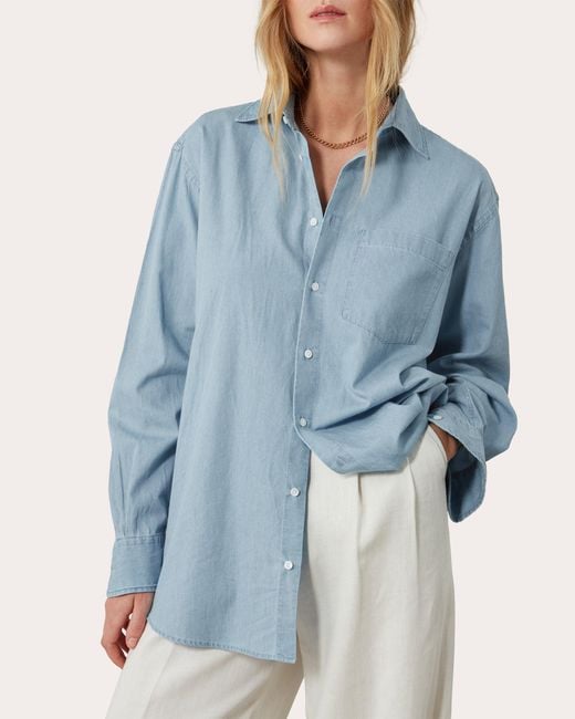 With Nothing Underneath Blue The Chessie Chambray Shirt