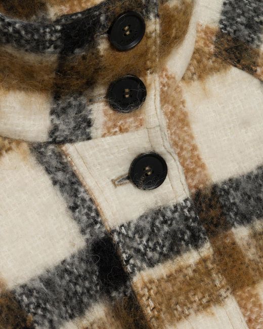 Jonathan Simkhai White Virelle Plaid Wool Funnel Jacket Wool/Polyester