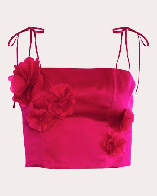 Estefania Pink Marigold Silk Crop Top