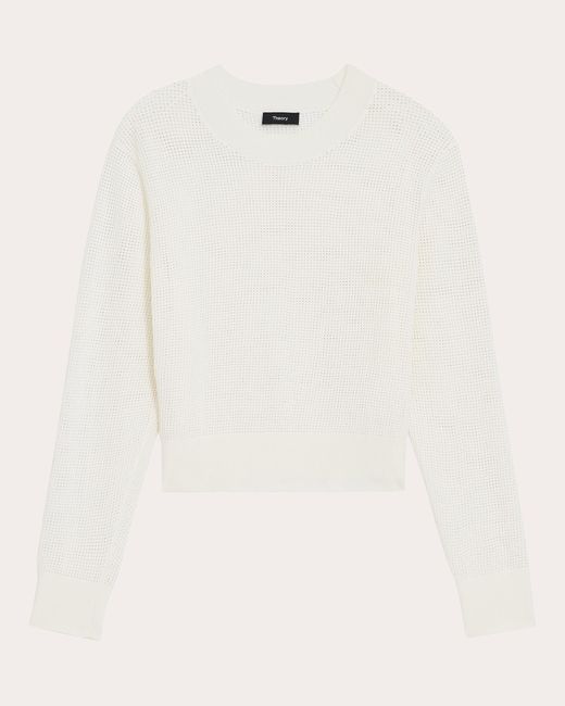 Theory White Pointelle Pullover