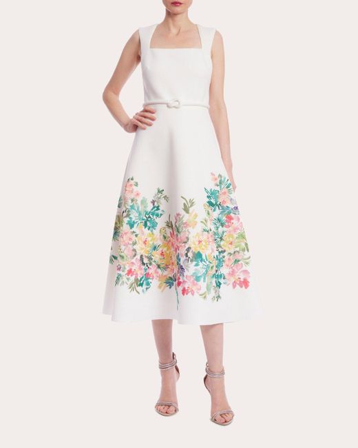 Badgley Mischka White Floral Fit & Flare Dress