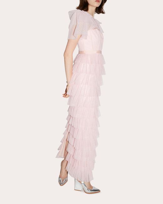 Huishan Zhang Pink Giuliana Tiered Tulle Dress
