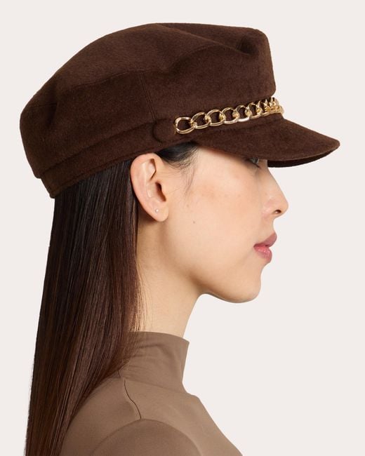 Eugenia Kim Brown Marina Wool Chain Cadet Cap