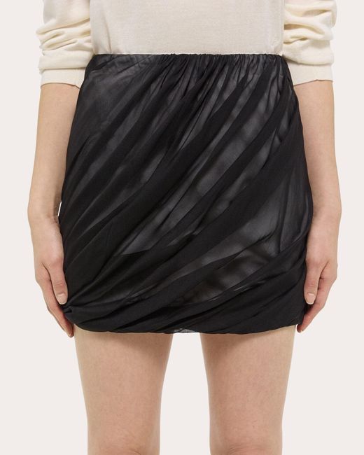 Helmut Lang Black Silk Bubble Skirt