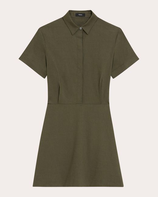 Theory Green Collared A-line Mini Dress