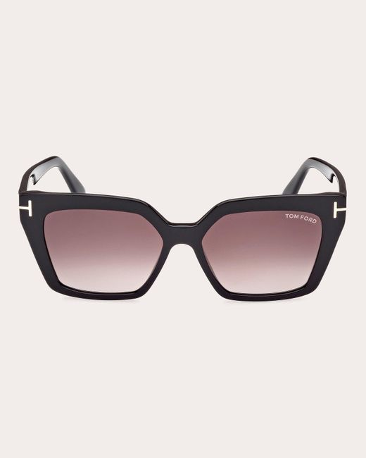 Tom Ford Natural Shiny & Rose Gradient Eco T-logo Cat-eye Sunglasses