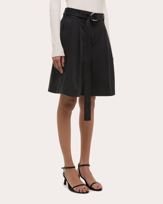 Helmut Lang Natural Twill Double Pleated A-Line Shorts