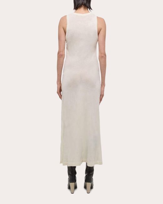Helmut Lang White Sleeveless Crushed Knit Maxi Dress