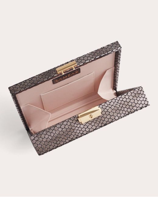 Sambar Metallic Embossed Faux-Leather Clutch