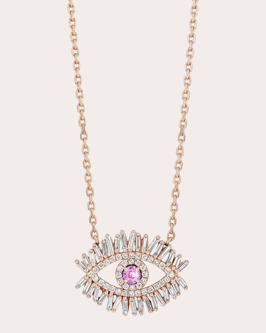 Suzanne Kalan White Evil Eye Sapphire Pendant Necklace