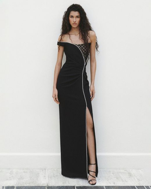 Safiyaa Black Aubrey Asymmetric Gown
