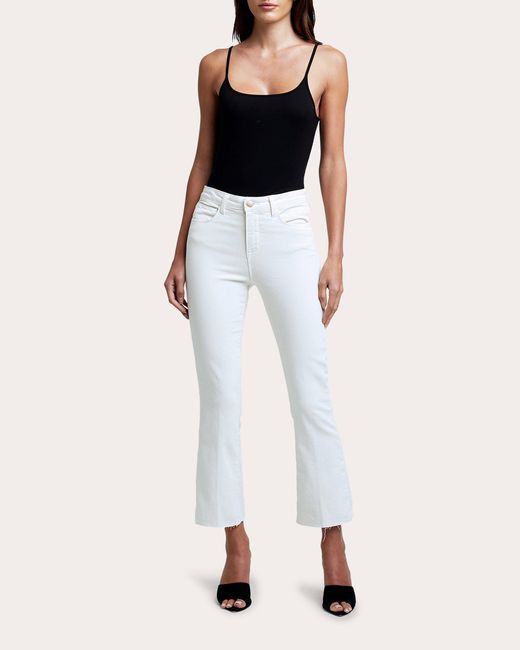 L'Agence White Kendra Crop Flare Jeans
