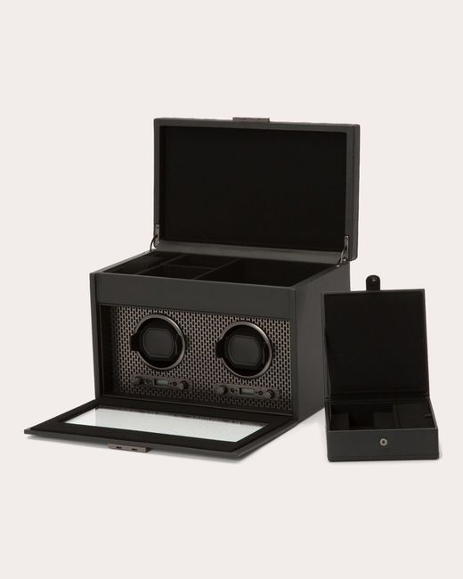 Wolf Black Axis Double Watch Winder Storage Case
