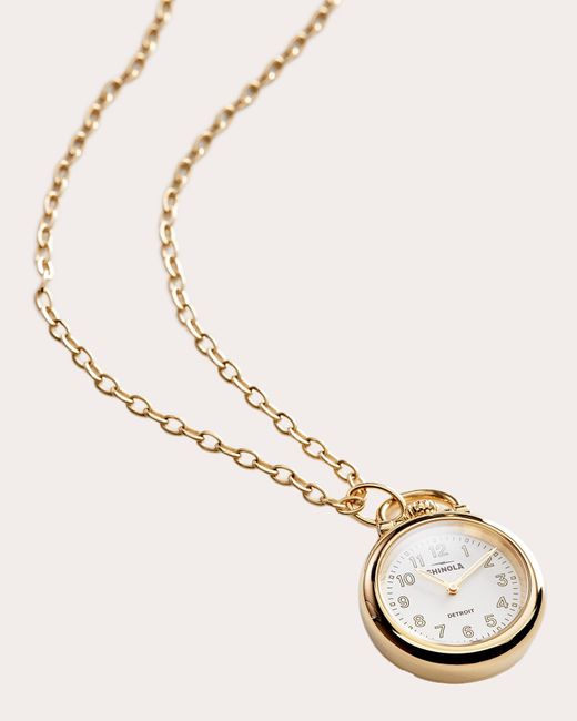 Shinola Metallic Tone Runwell Watch Pendant Necklace