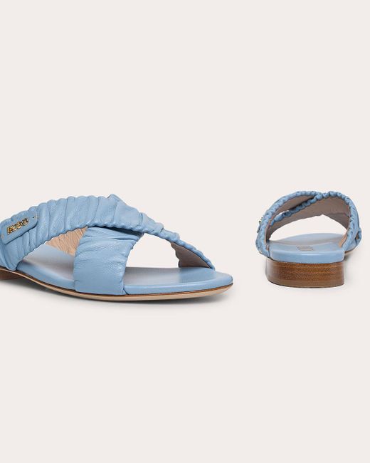 Rodo Blue Marsha Ruched Leather Sandal