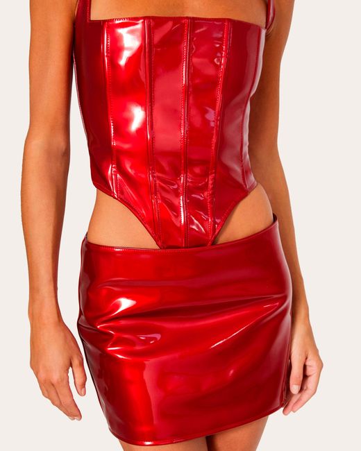LAQUAN SMITH Red Corset Bustier Top