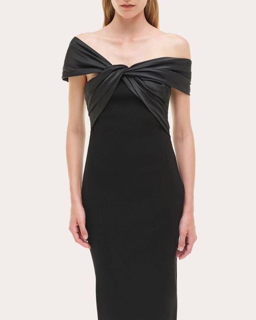 Jonathan Simkhai Black Mia Knotted Knit Jersey And Taffeta Midi Dress