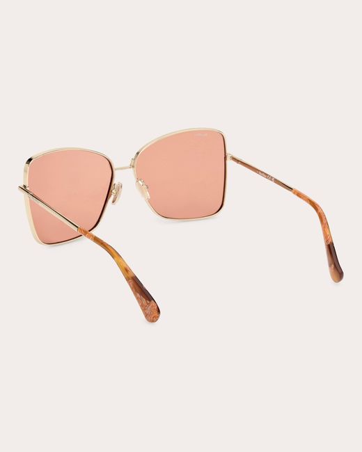 Max Mara Pink Goldtone & Brown Ton 1 Butterfly Sunglasses