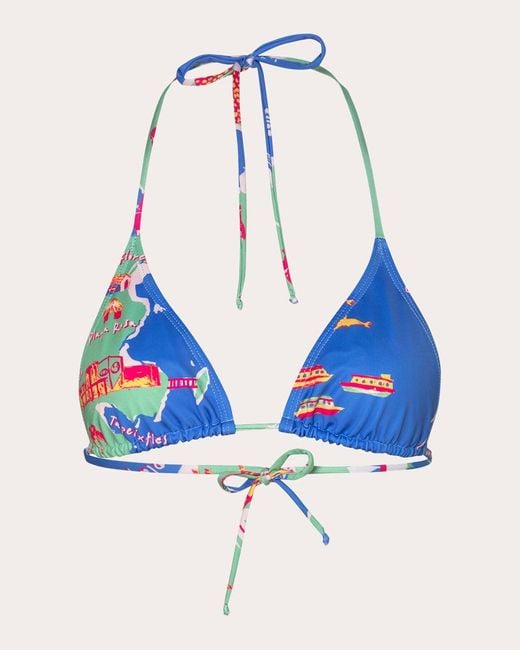 Verde Limon Blue Moa Triangle Bikini Top Polyester