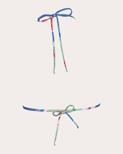 Verde Limon Blue Moa Triangle Bikini Top Polyester