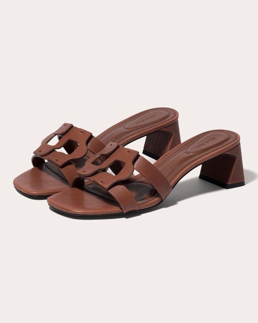 Jonathan Simkhai Brown Monogram Leather Block-Heel Sandal
