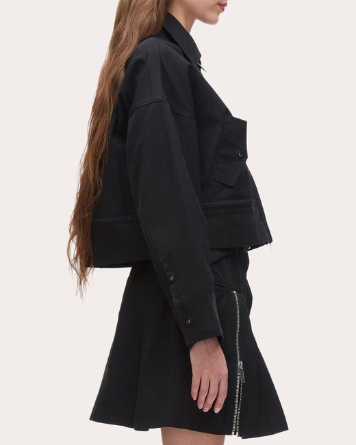 3.1 Phillip Lim Black Twill Convertible Trapeze Jacket