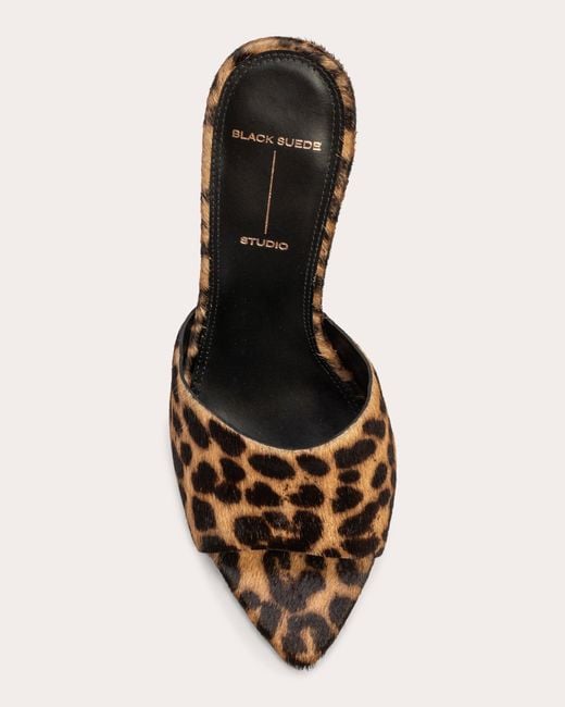 Black Suede Studio Natural Junie 100 Leopard-Print Pony Hair Sandal
