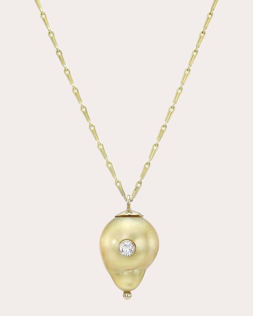 White/space Metallic En Baroque Kenna Diamond Pendant Necklace 14k