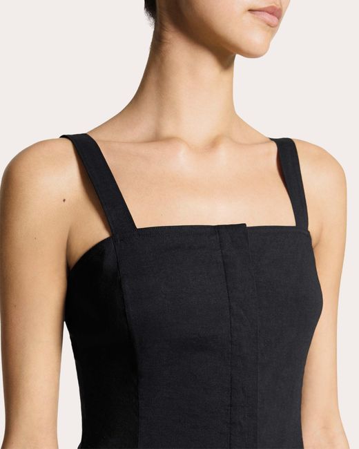 theory square neck linen dress Linen-blend midi dress - baby pink