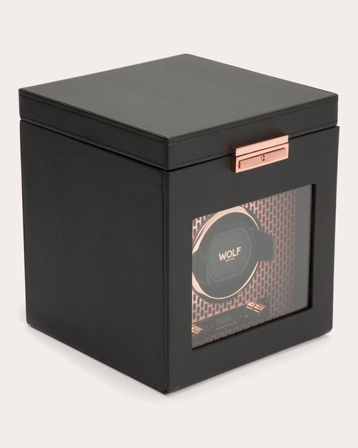 Wolf Black Axis Single Watch Winder Storage Case