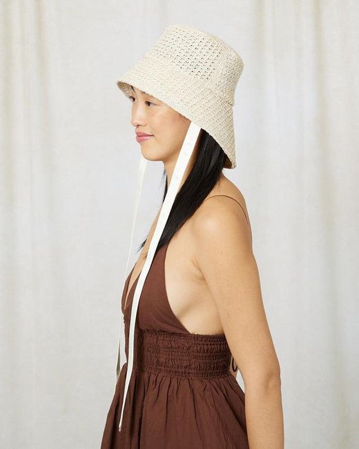 Eugenia Kim White Ally Asymmetric Bucket Hat