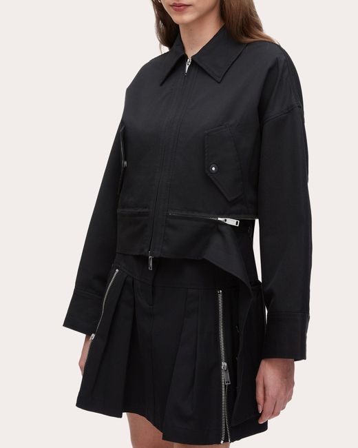 3.1 Phillip Lim Black Twill Convertible Trapeze Jacket