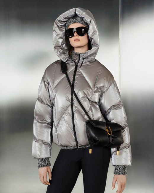 moncler metallic puffer jacket