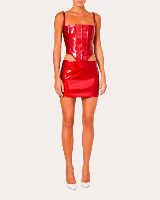 LAQUAN SMITH Red Corset Bustier Top