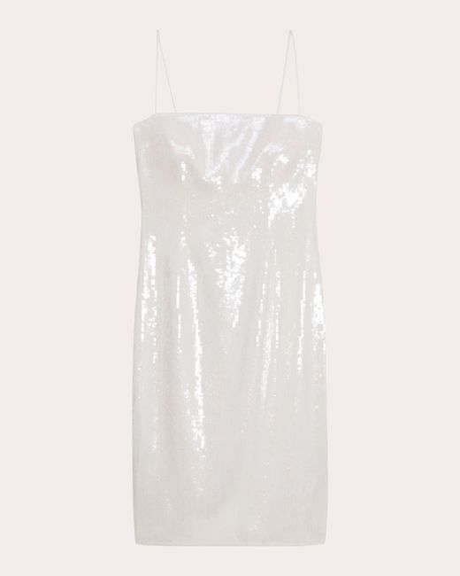 Theory White Sequin Slip Dress