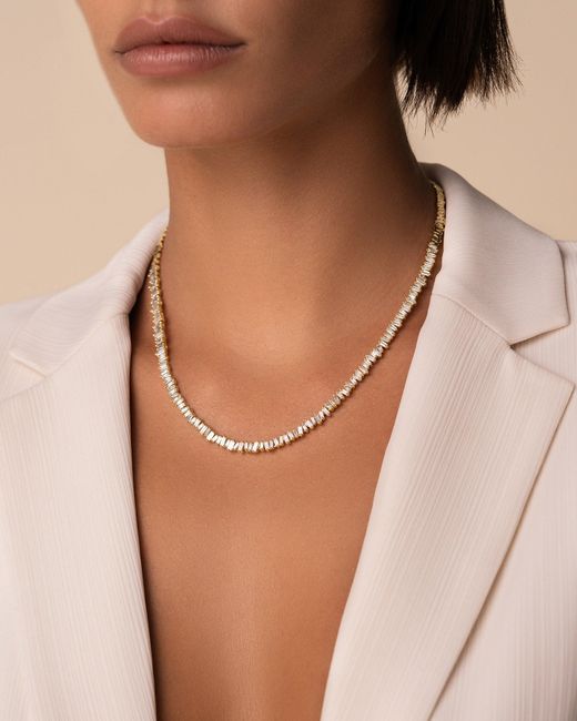 Suzanne Kalan Natural Classic Diamond Baguette Tennis Necklace