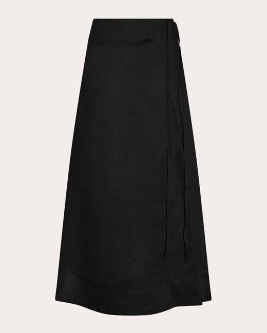 Asceno Black Amalfi Linen Wrap Skirt