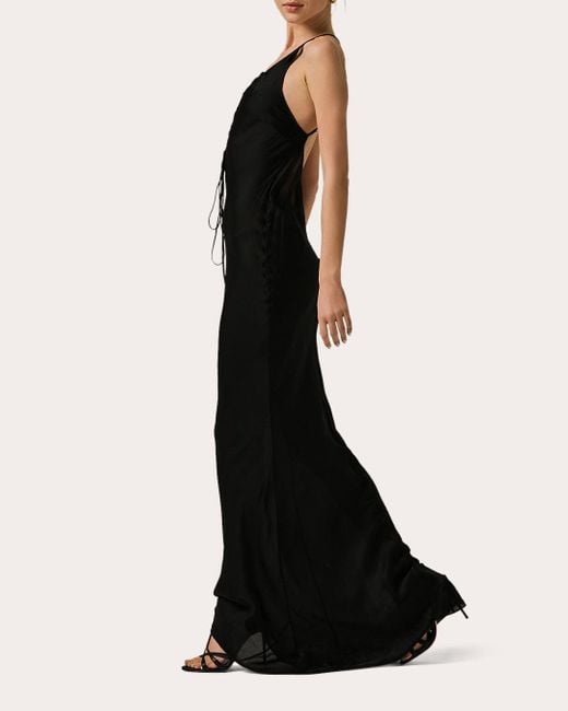 Kiki de Montparnasse Black Lace-up Maxi Dress