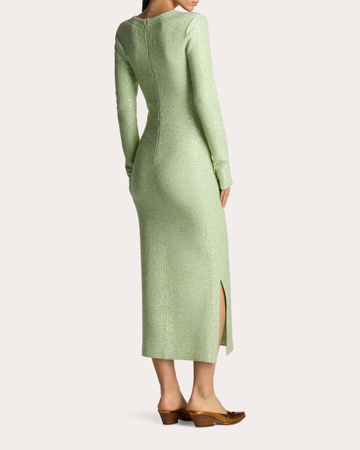 St. John Green Sequin Knit Midi Dress