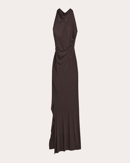 Helmut Lang Women's Brown Draped Jersey Sleeveless Wind Maxi Dress