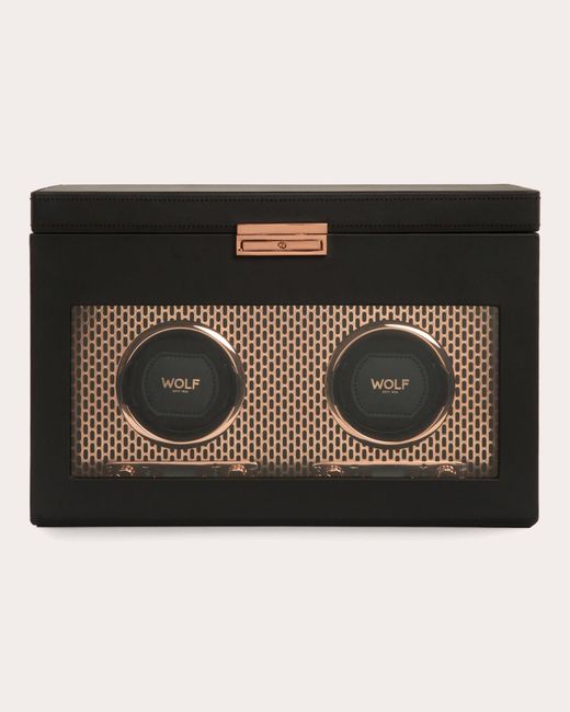 Wolf Black Axis Double Watch Winder Storage Case